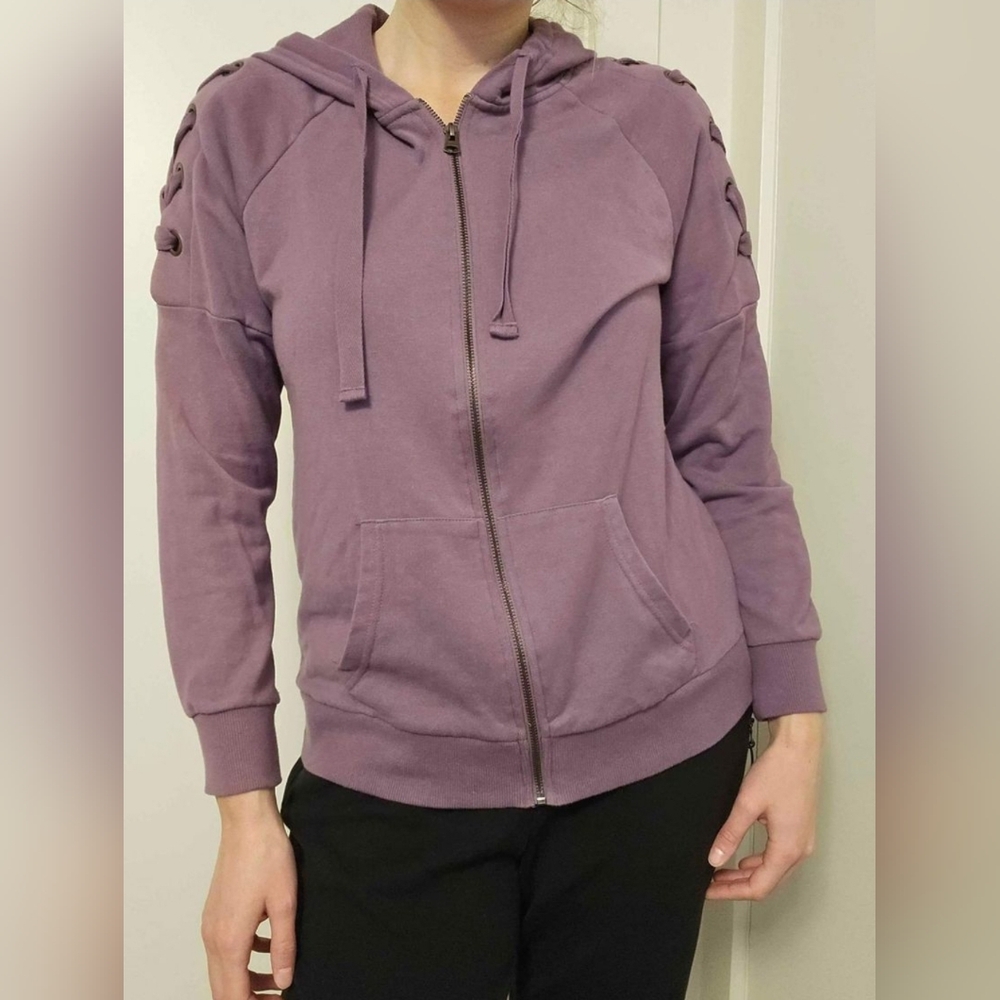 Warehouse One Purple women's Zip Hoody with Sleeve cut outs